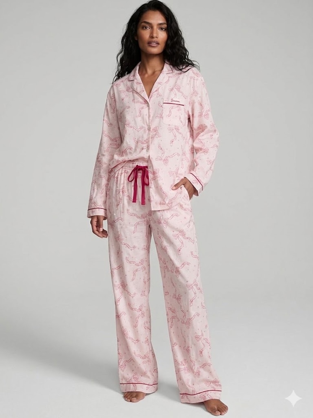 🎀 Victoria's Secret Pink Ribbon Bow Cotton PJ Set - XL 🎀